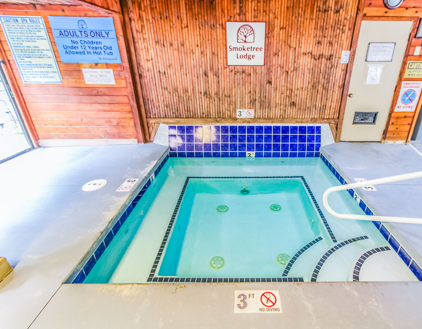 A relaxin indoor Jacuzzi at VRI's Smoketree Lodge in North Carolina.